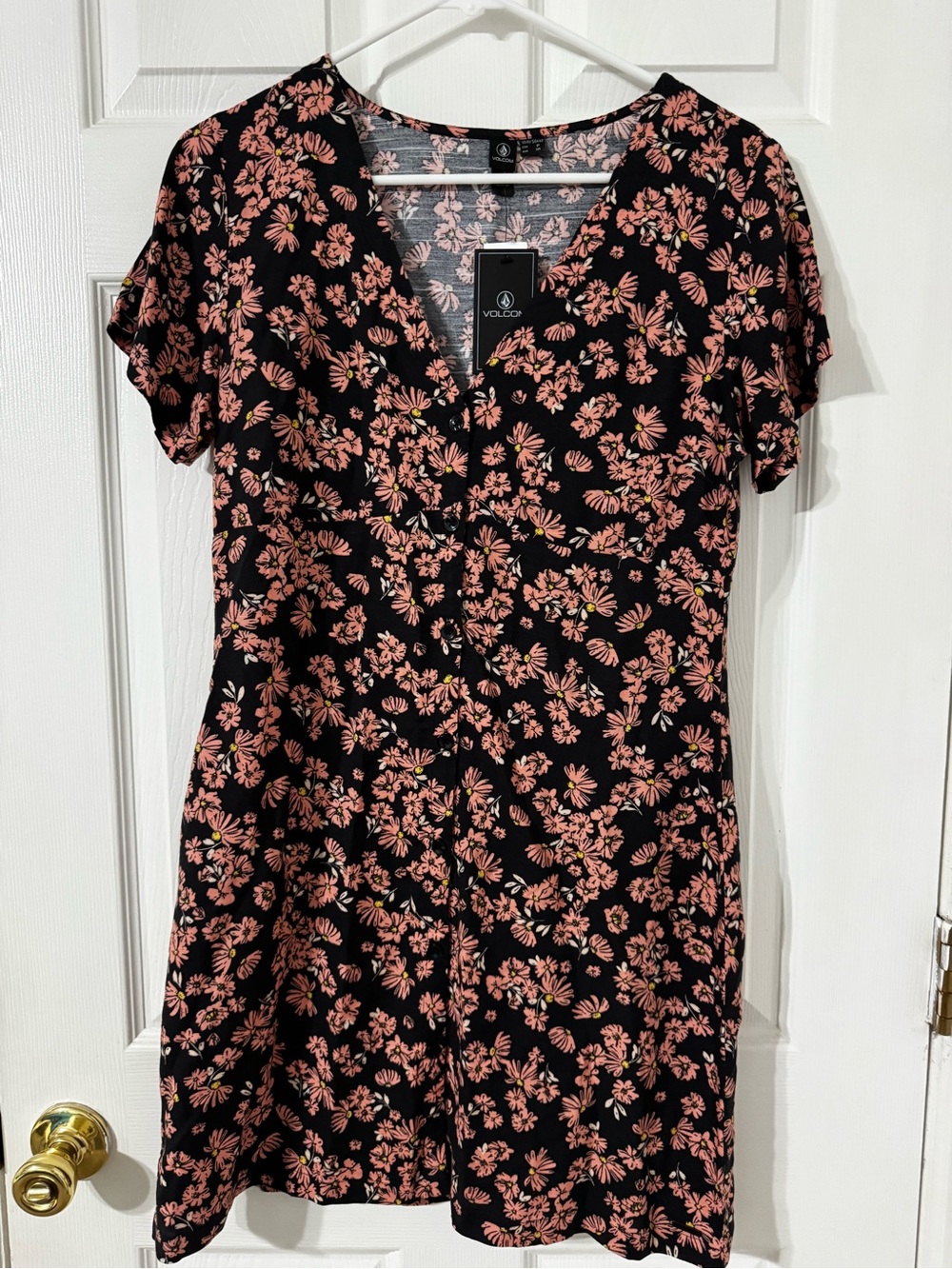 Volcom Black Dress with Pink Floral Print